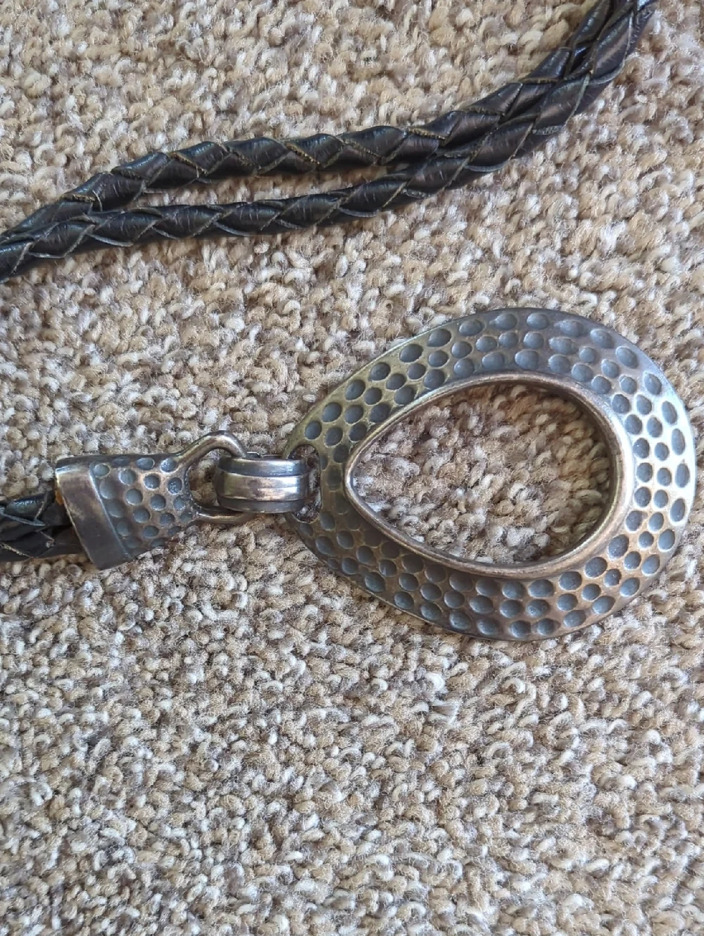 Braided Black Leather Lariat Style Belt